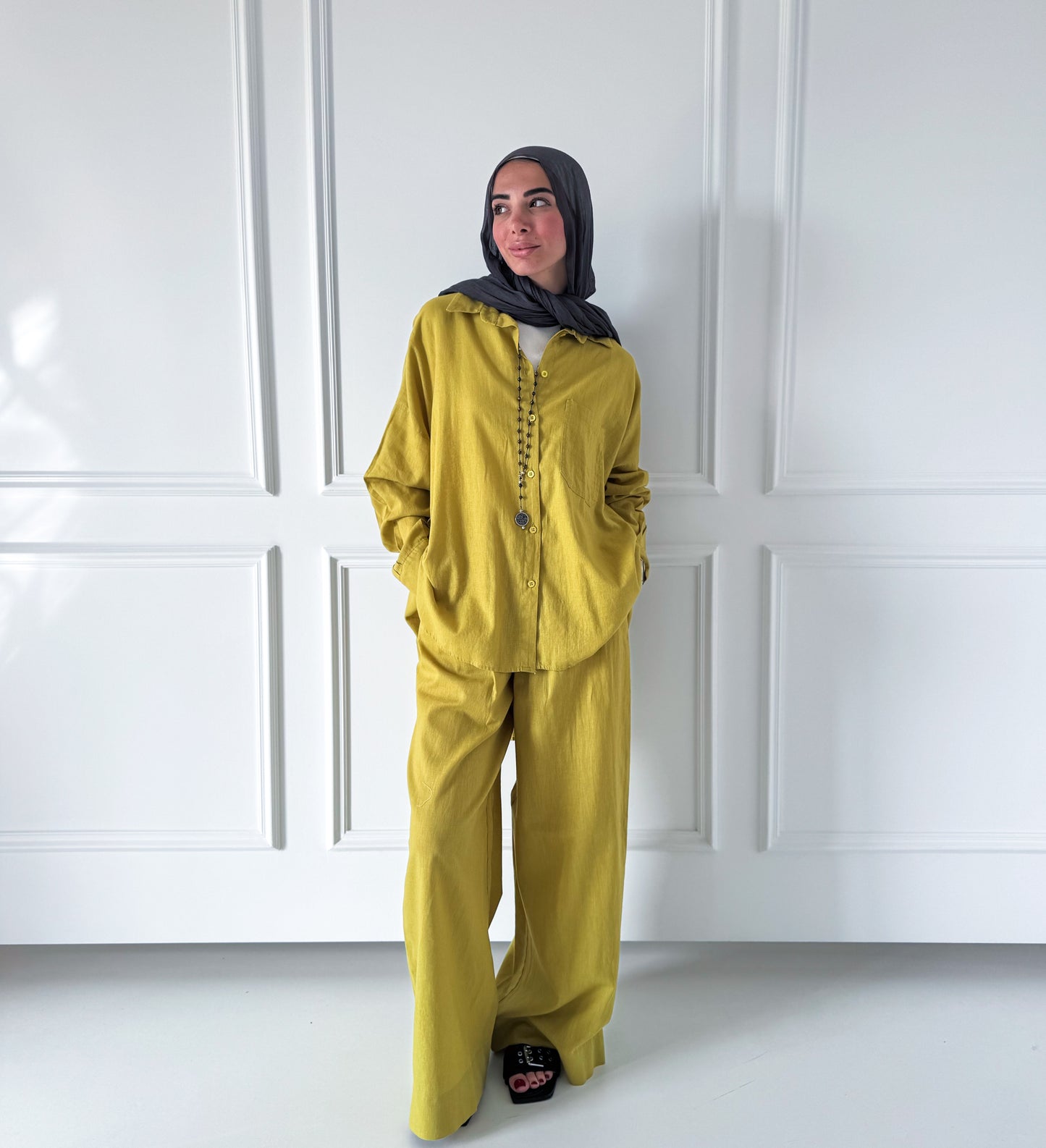 Sufeya Linen Shirt — Mustard