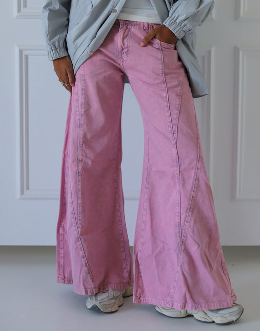 Zendaya Extra Wide Pants — Blush Pink