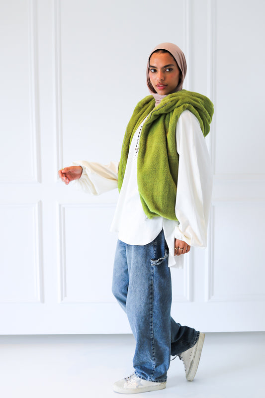 Teddy Fur Vest — Lime