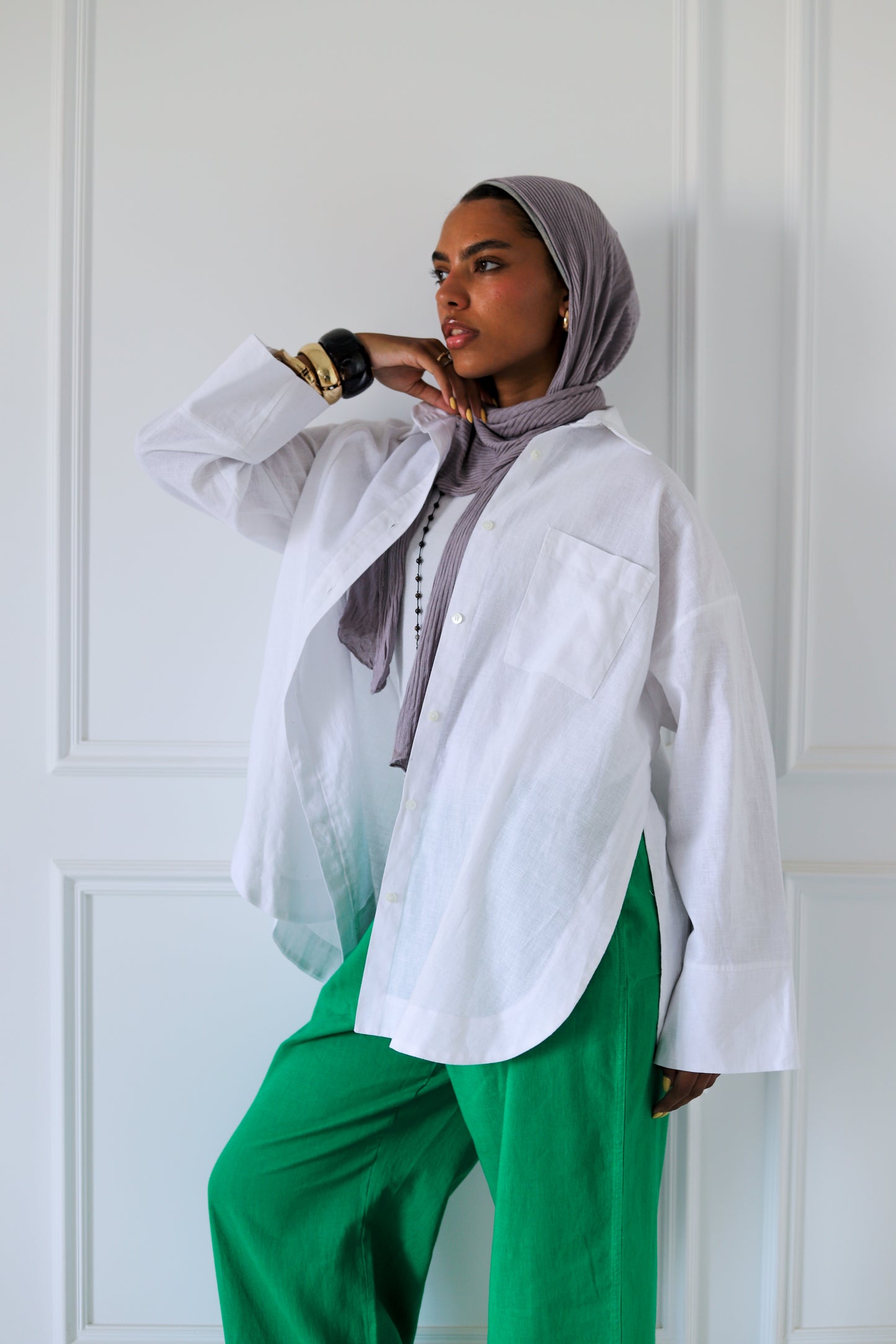 Big Slits Linen Shirt — White