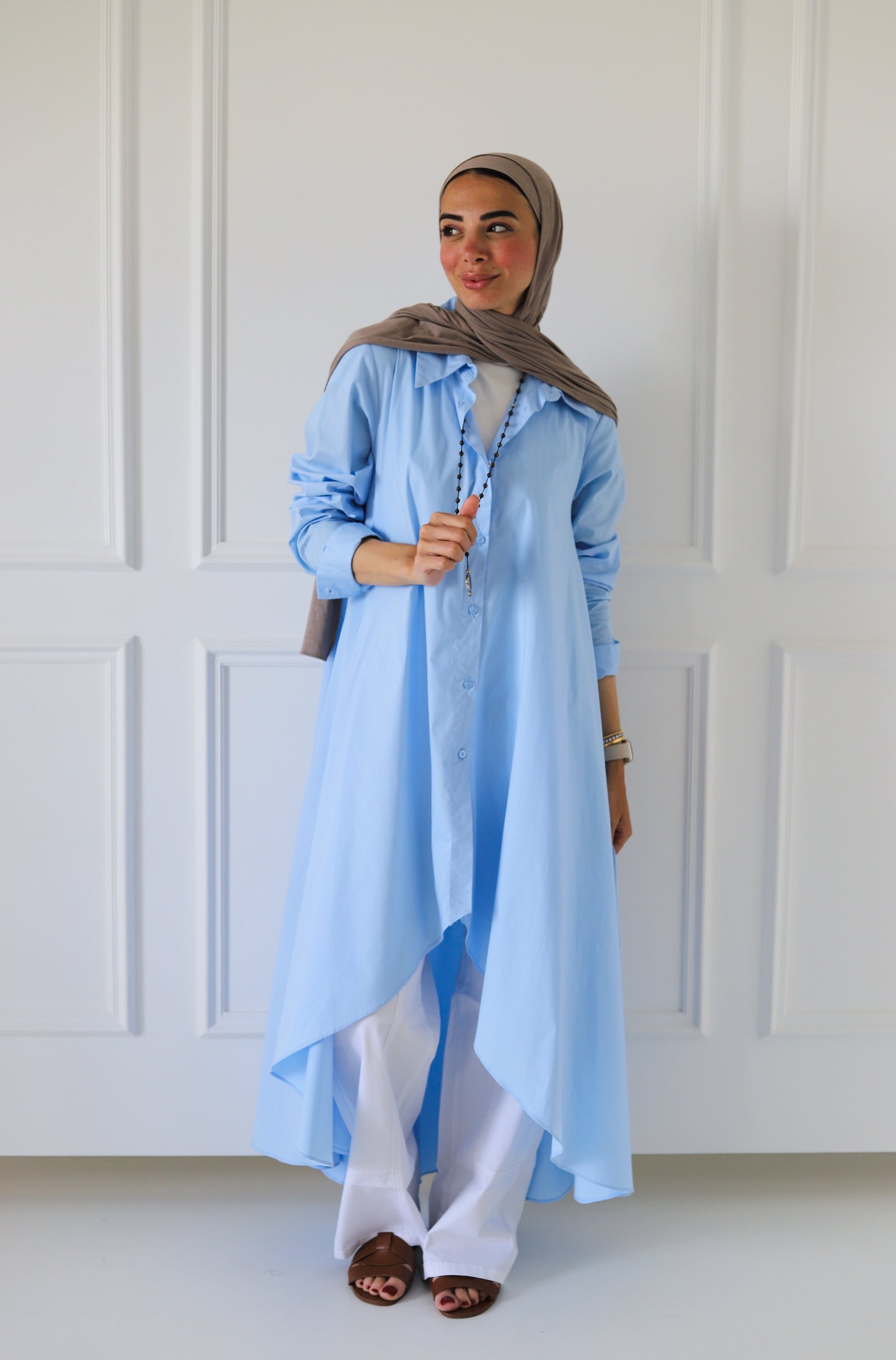 Flowy Long Shirt — Baby Blue