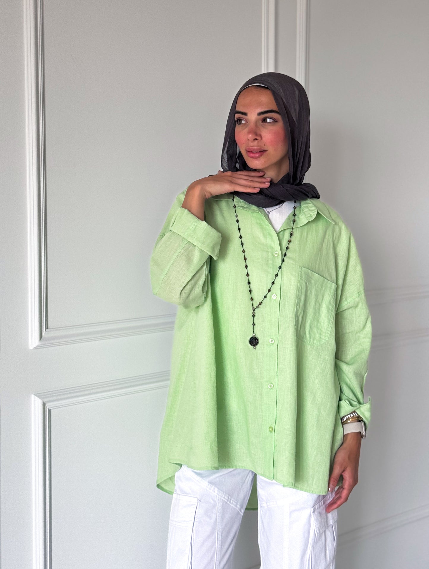 Sufeya Linen Shirt — Mint Green