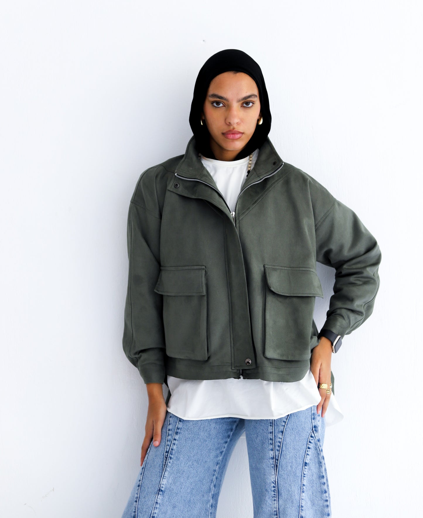 All Around Suede Jacket – Olive