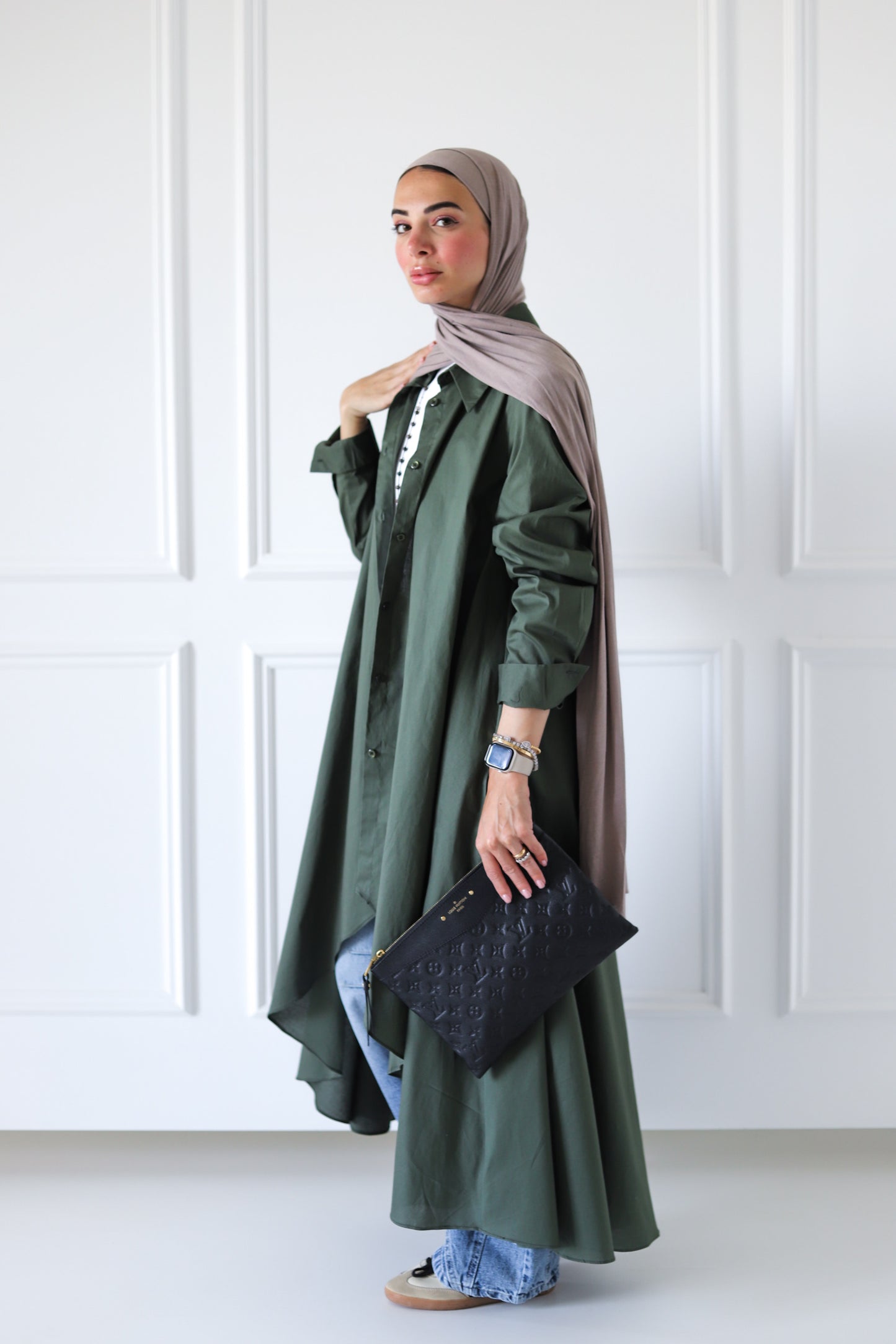 Flowy Long Shirt — Olive