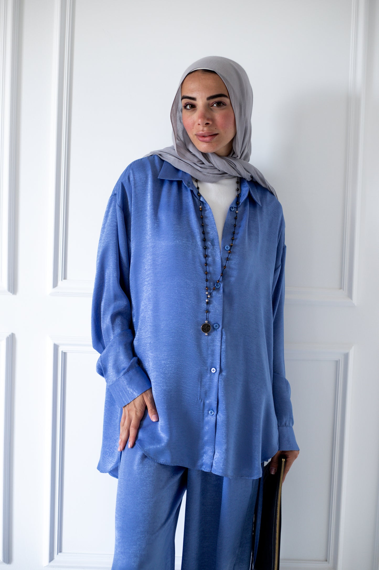 Tassel Satin Set — Baby Blue