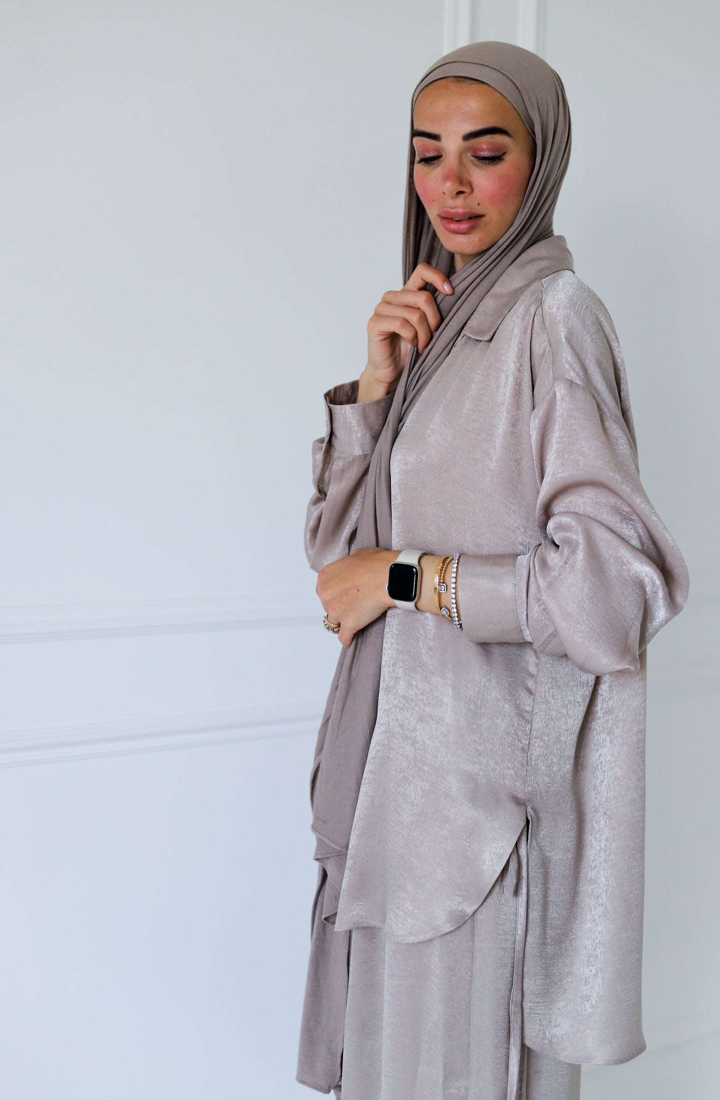 Tassel Satin Set — Latte