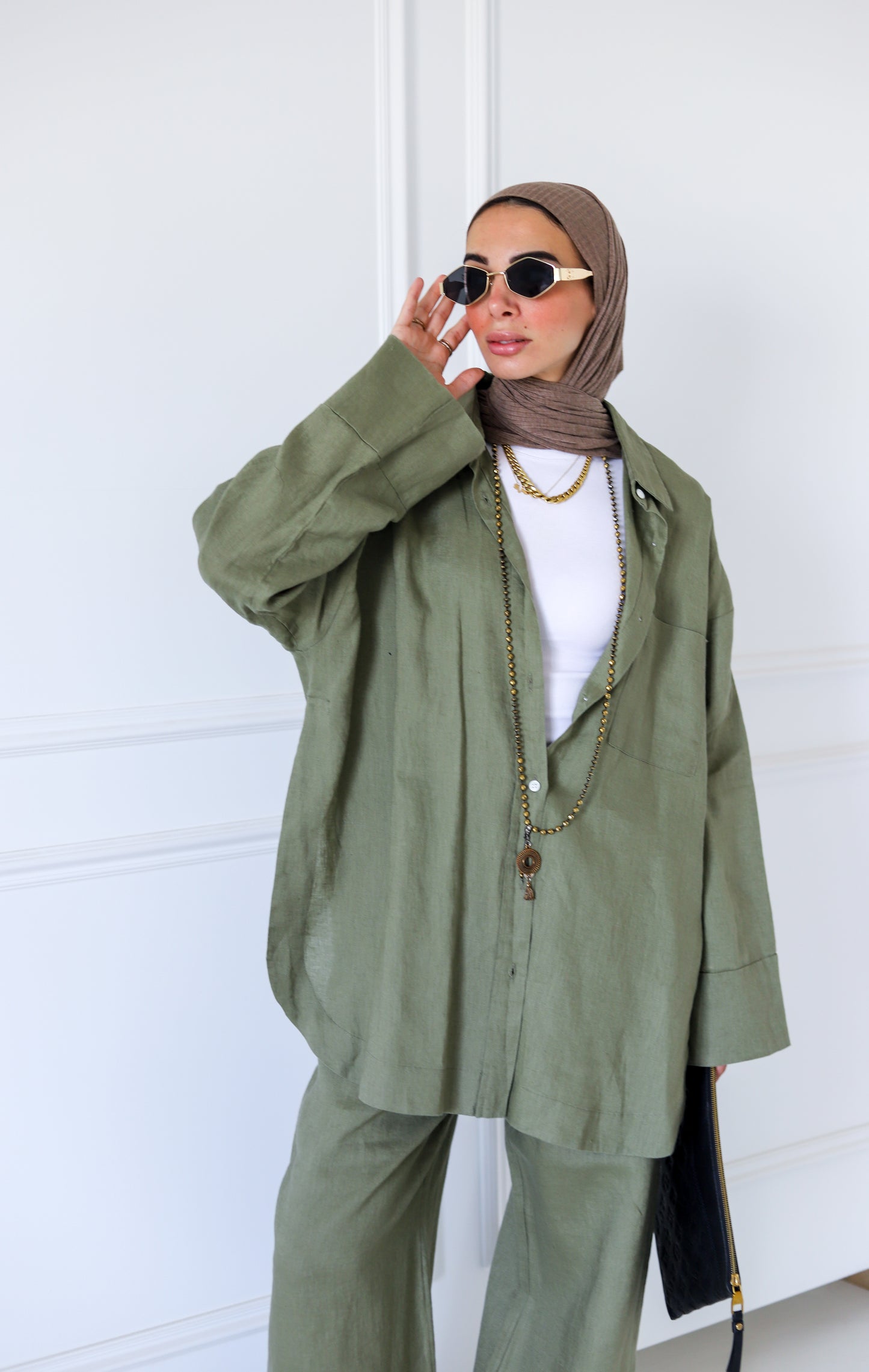 Big Slits Linen Shirt — Olive