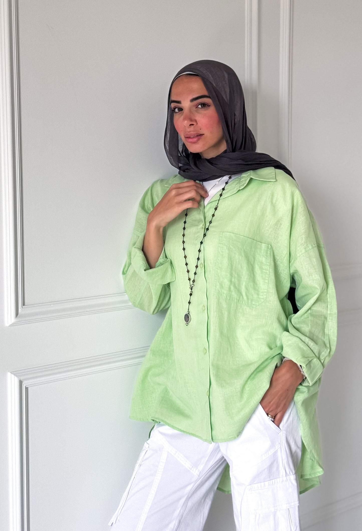 Sufeya Linen Shirt — Mint Green