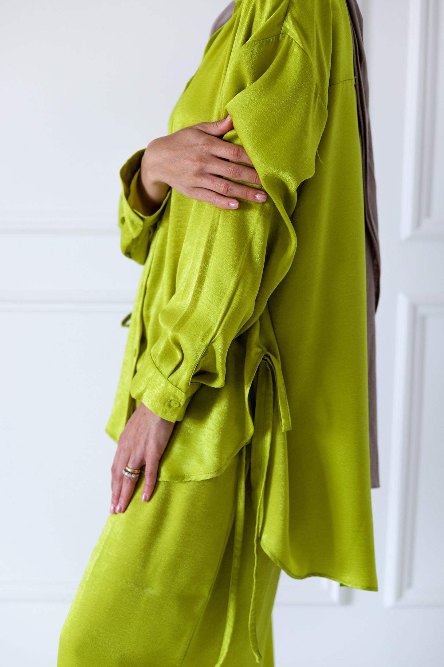 Tassel Satin Set — Lime Green