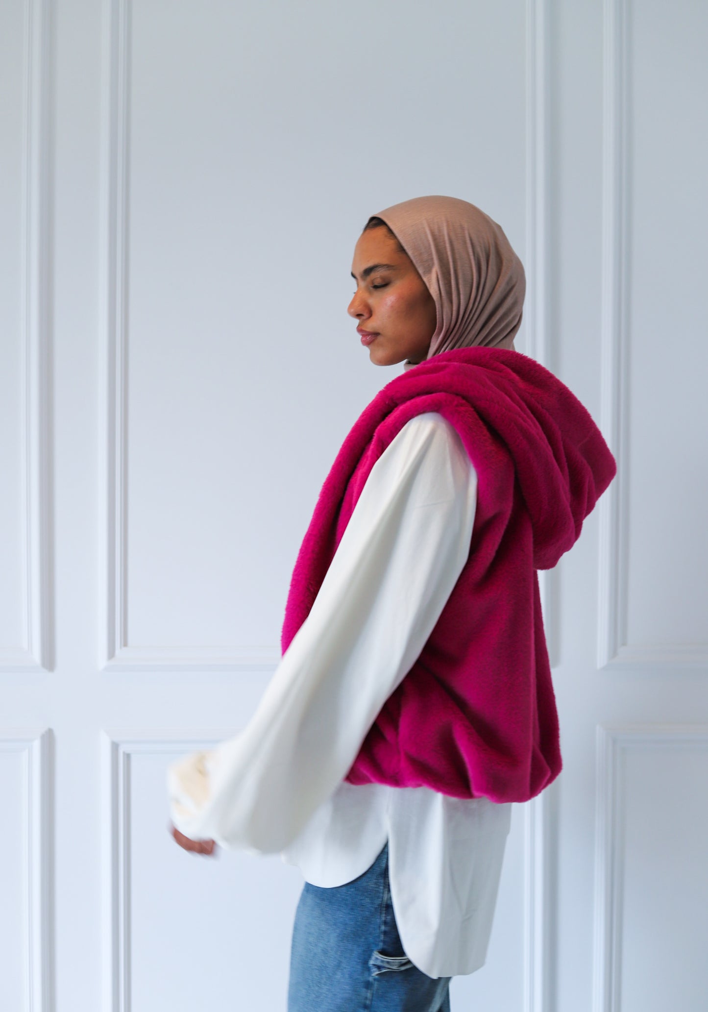 Teddy Fur Vest — Fuchsia