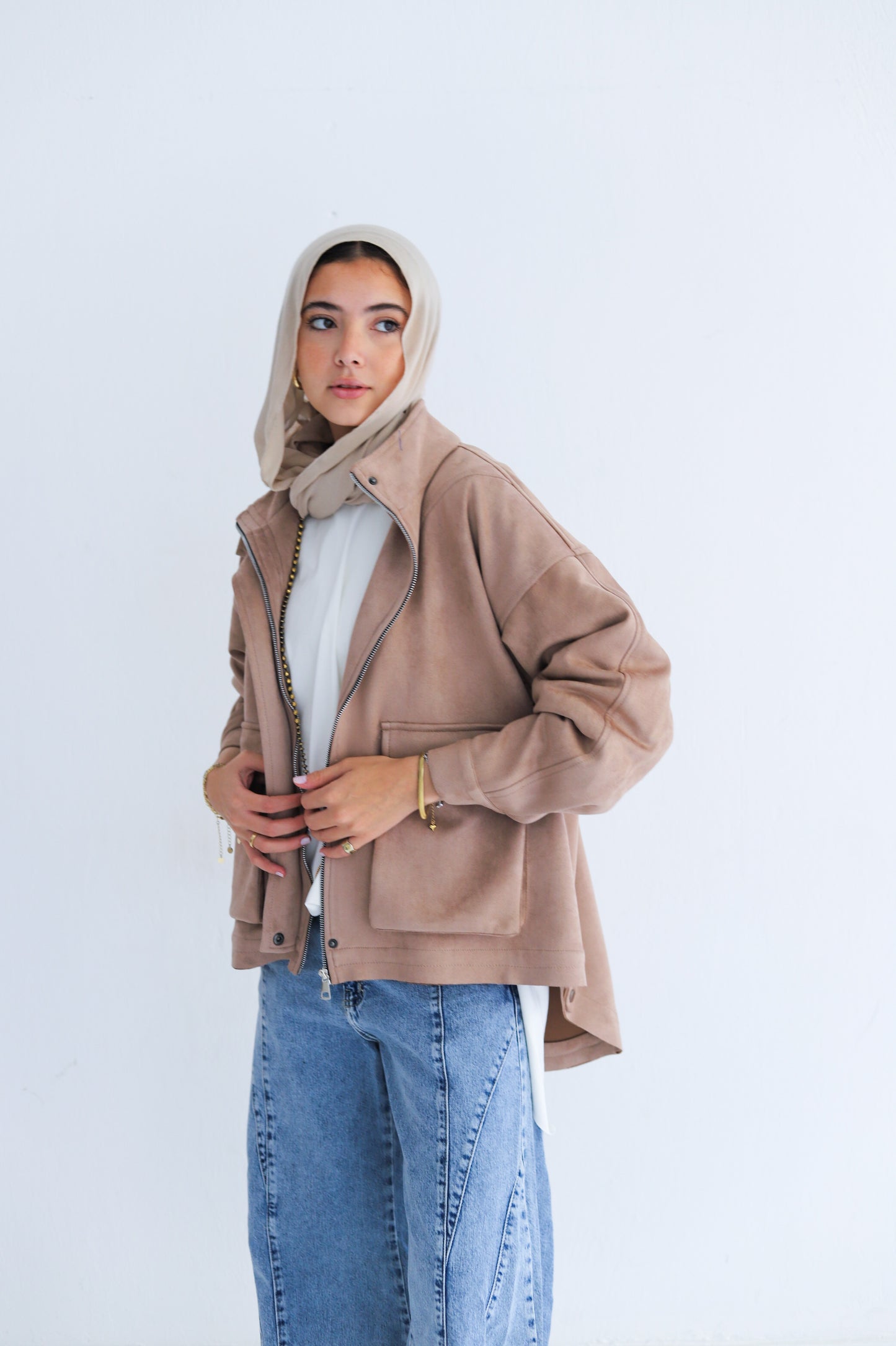 All Around Suede Jacket – Beige