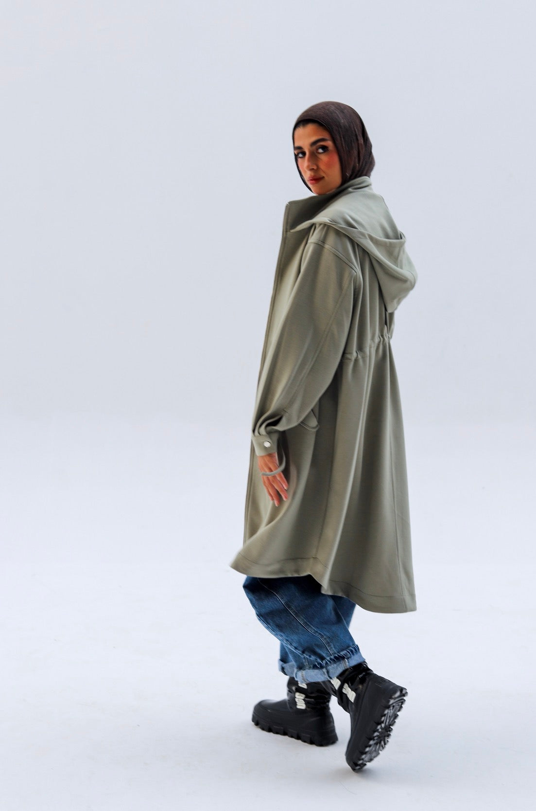 Cloud Long Jacket — Olive