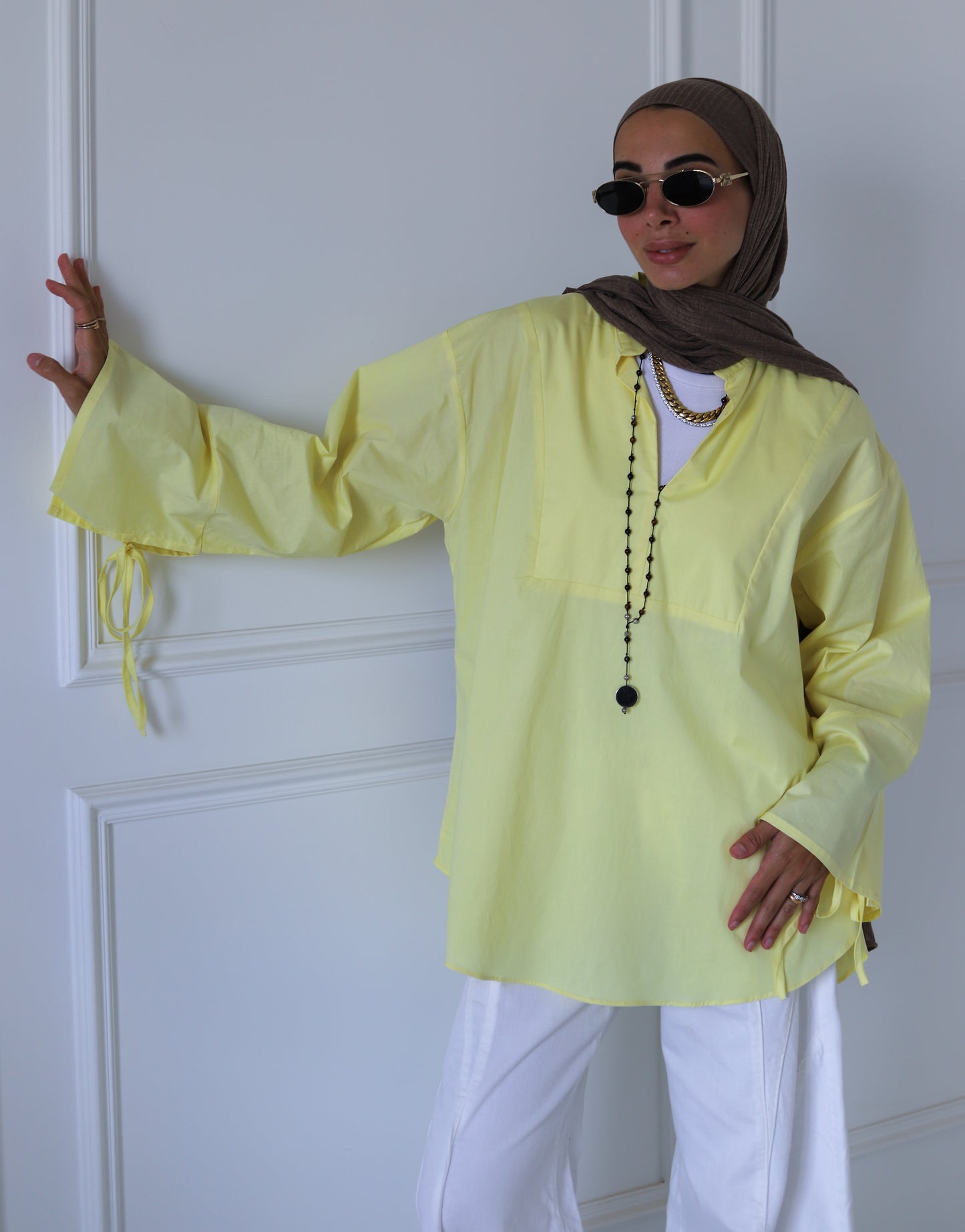 Ribbon Sleeves Shirt — Butter Yellow