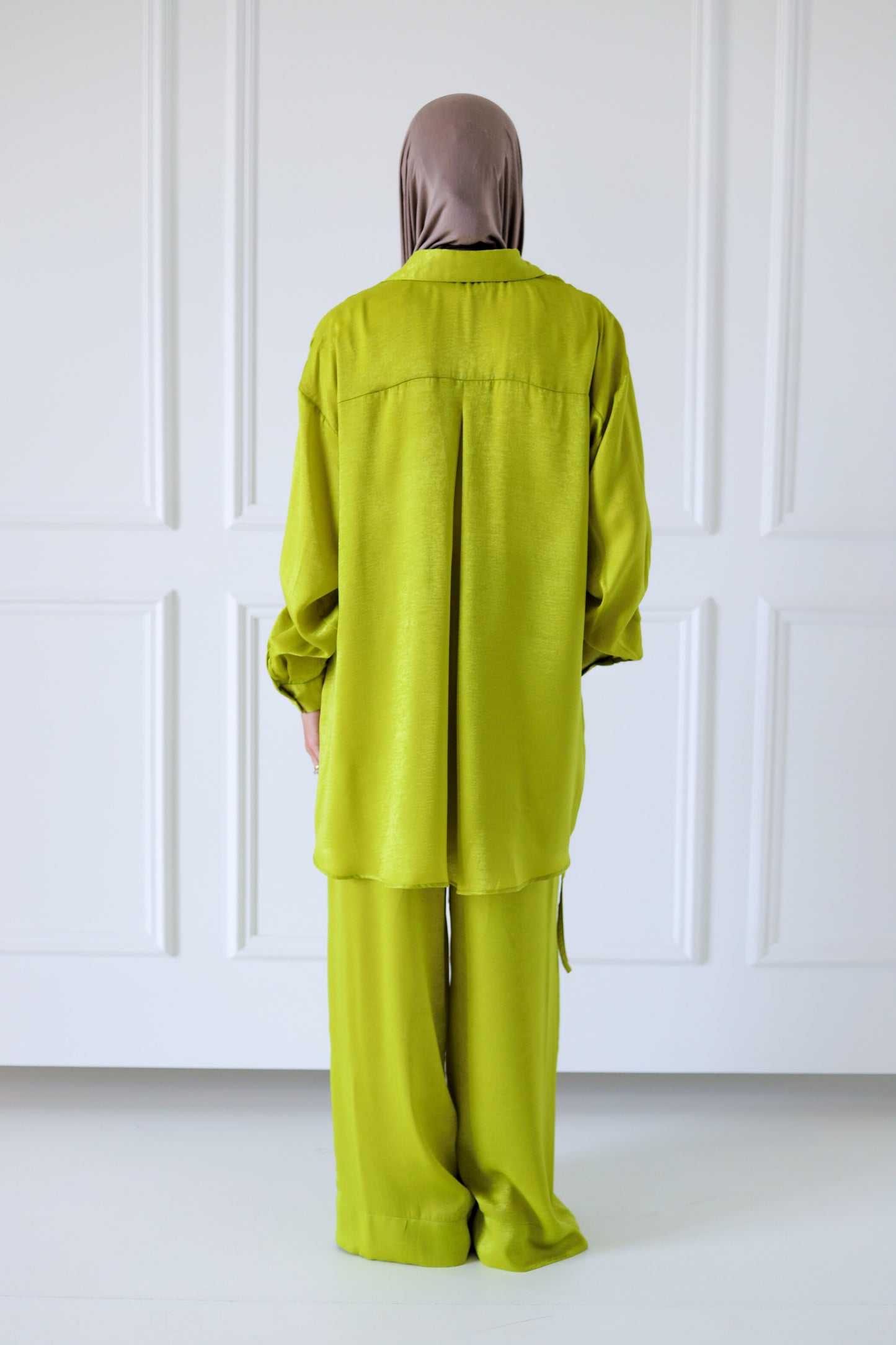 Tassel Satin Set — Lime Green