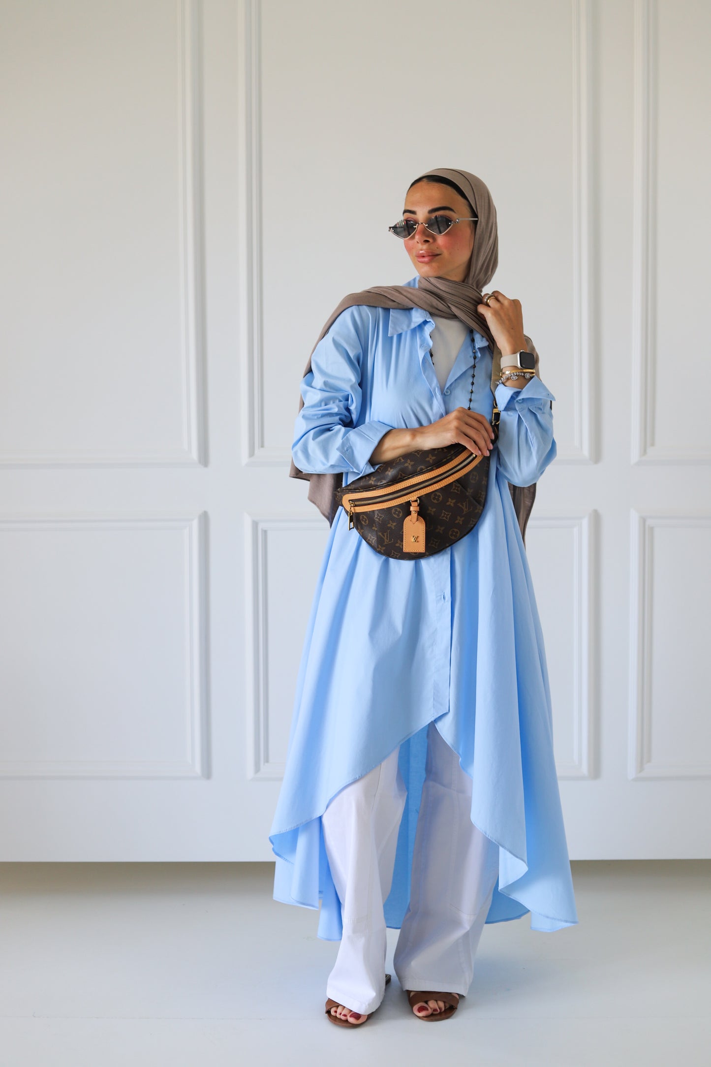 Flowy Long Shirt — Baby Blue