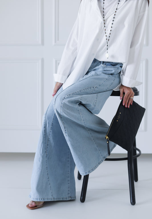 Zendaya Extra Wide Pants — Light Blue