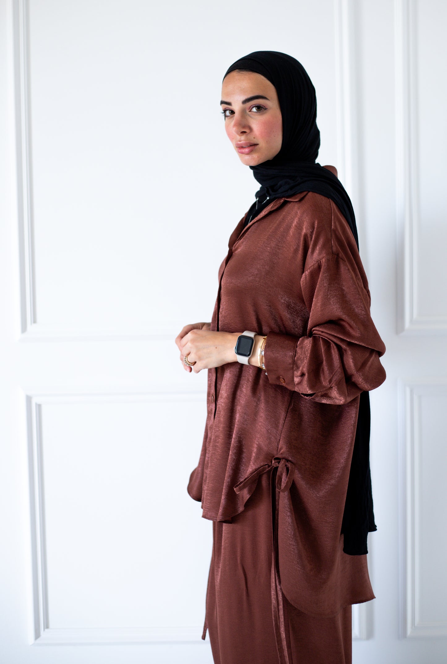 Tassel Satin Set — Brown