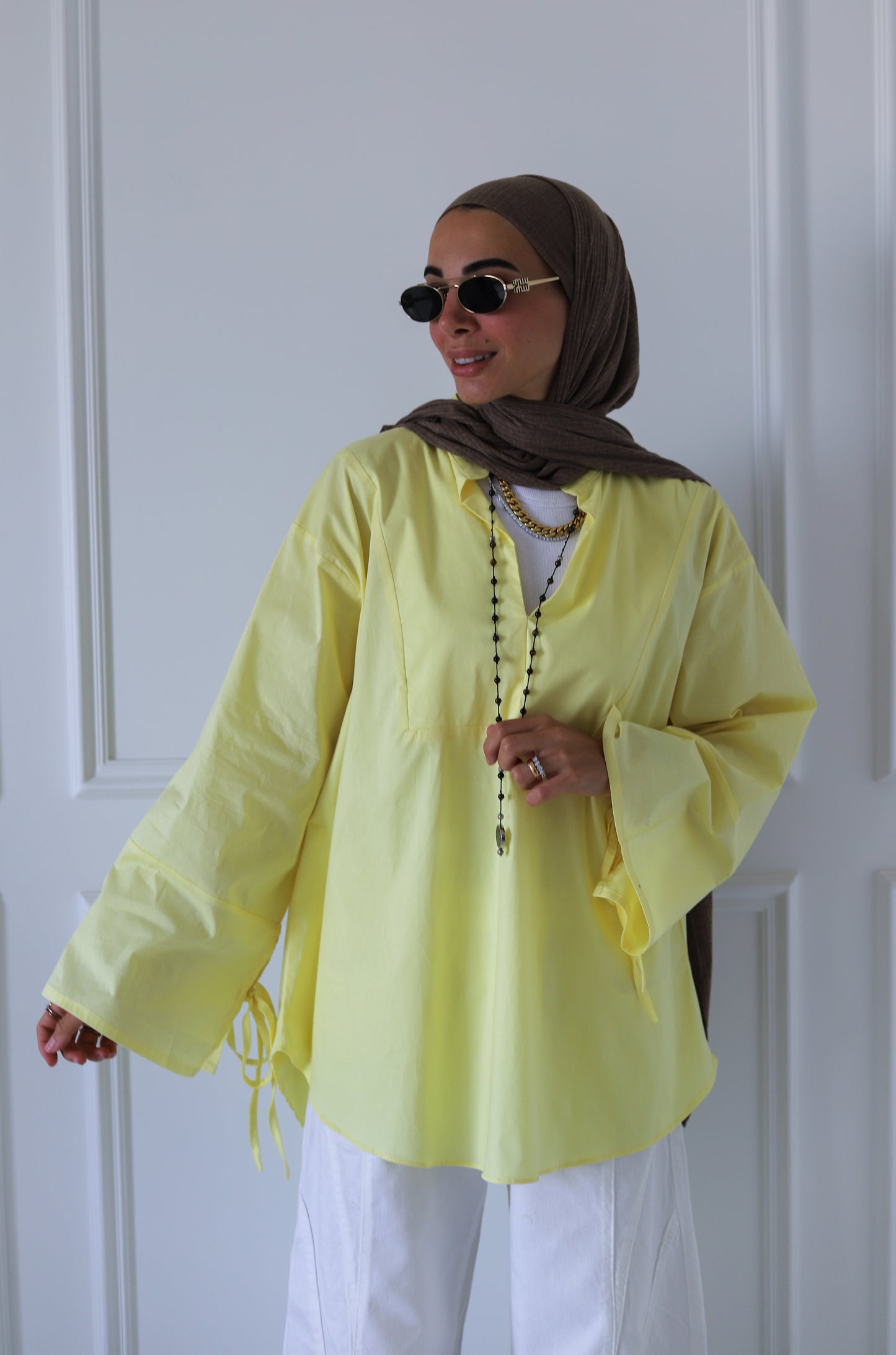 Ribbon Sleeves Shirt — Butter Yellow