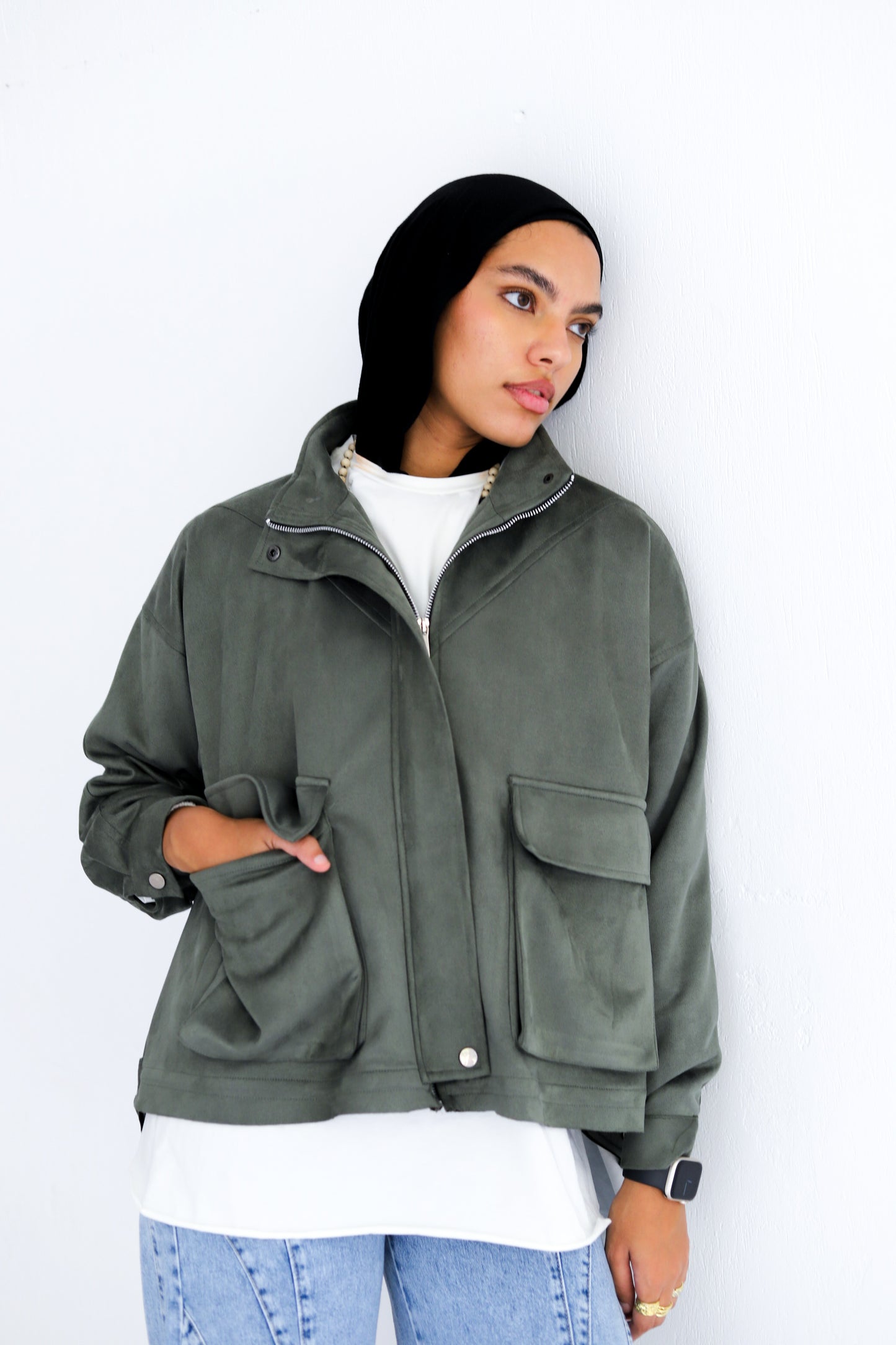 All Around Suede Jacket – Olive
