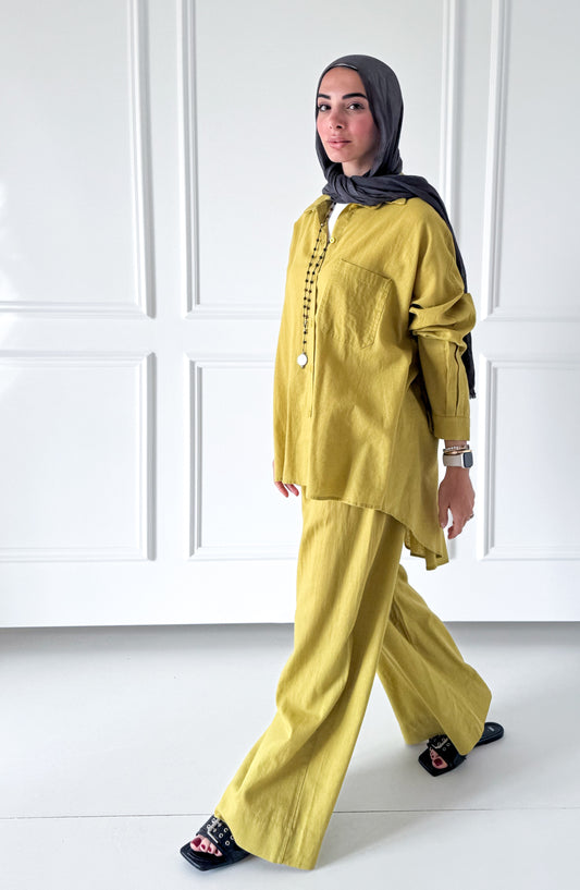Effortless Linen Pants — Mustard