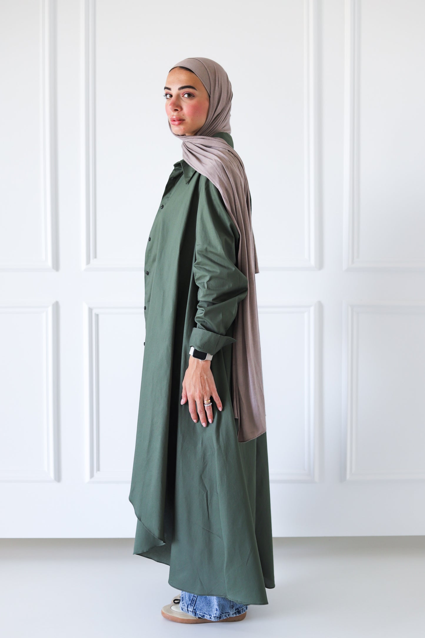 Flowy Long Shirt — Olive