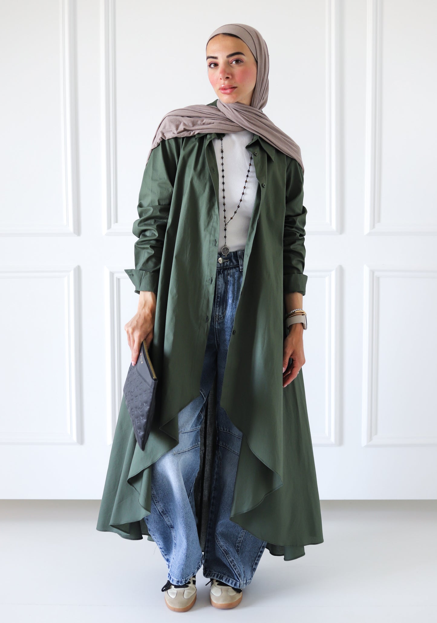 Flowy Long Shirt — Olive