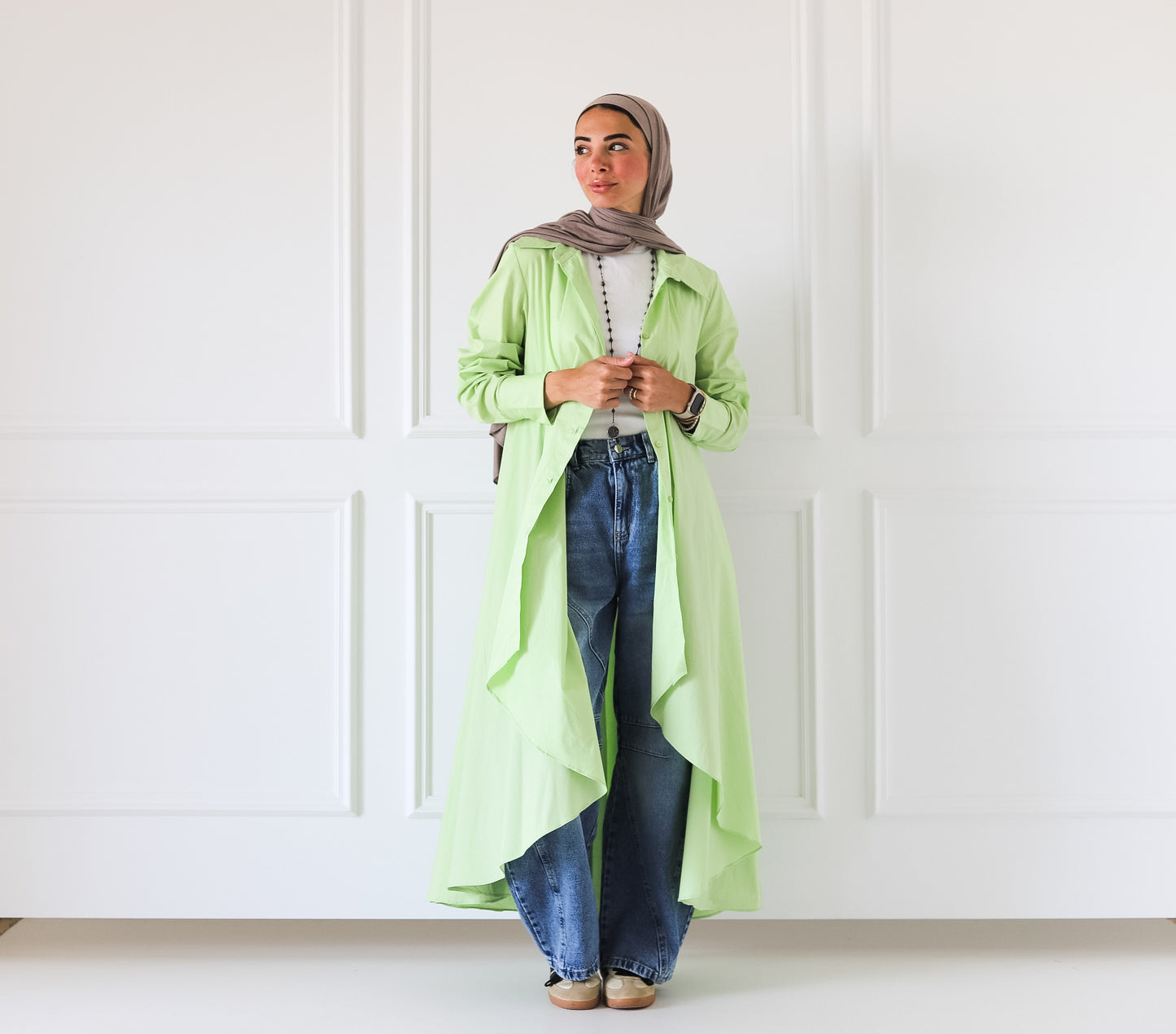 Flowy Long Shirt — Mint Green
