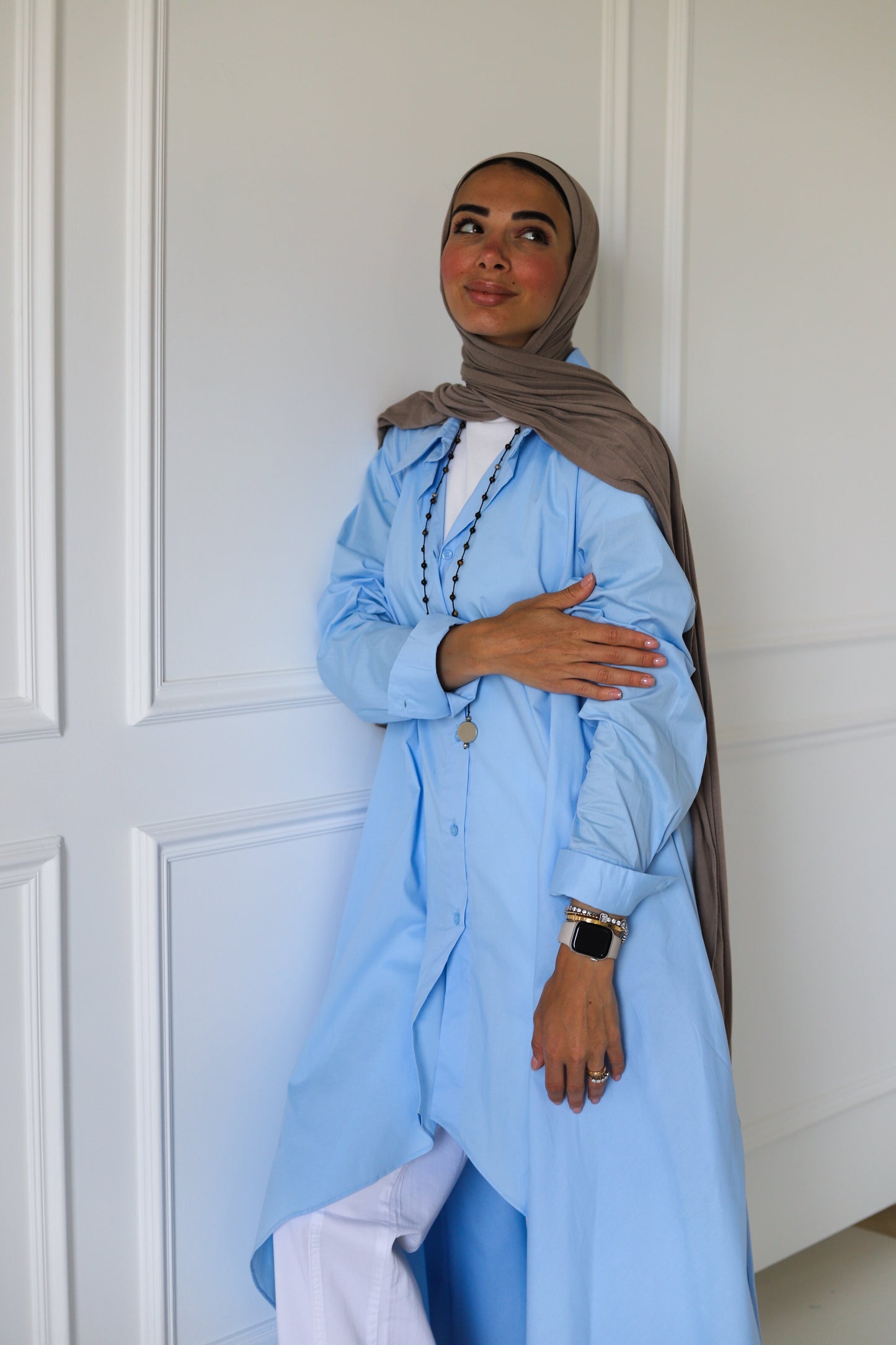 Flowy Long Shirt — Baby Blue