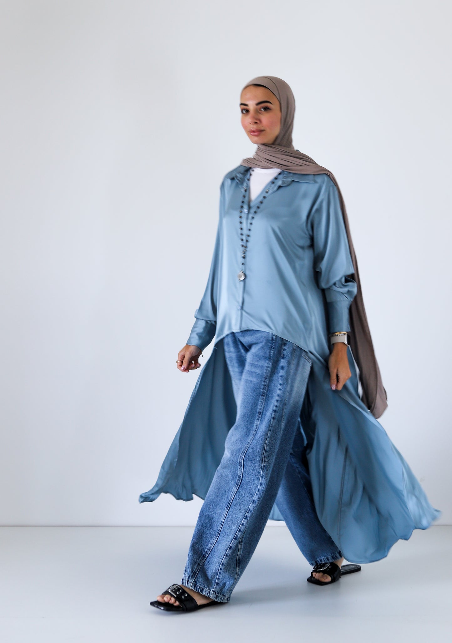 Asymmetric Shirt — Sky Blue