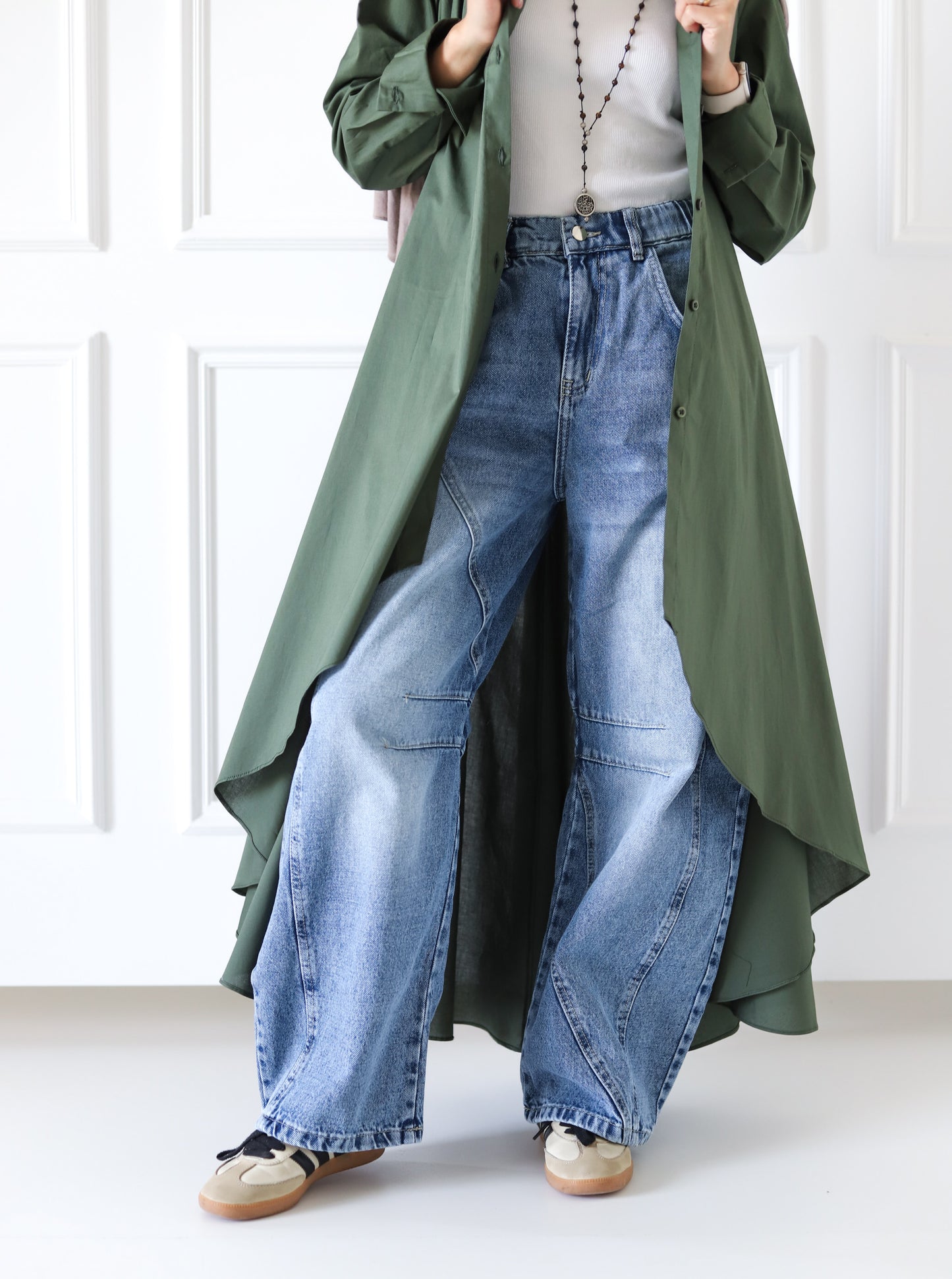 Flowy Long Shirt — Olive