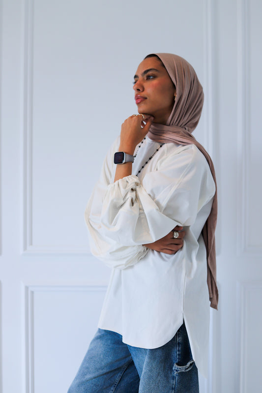 Balloon Sleeves Top — Offwhite