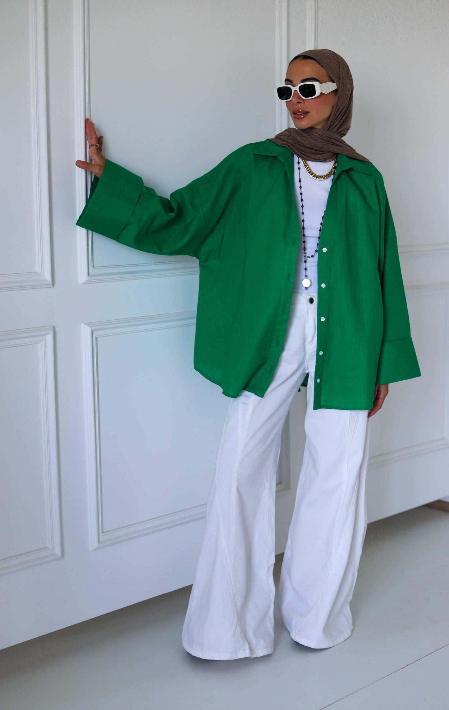 Luna Linen Shirt — Green