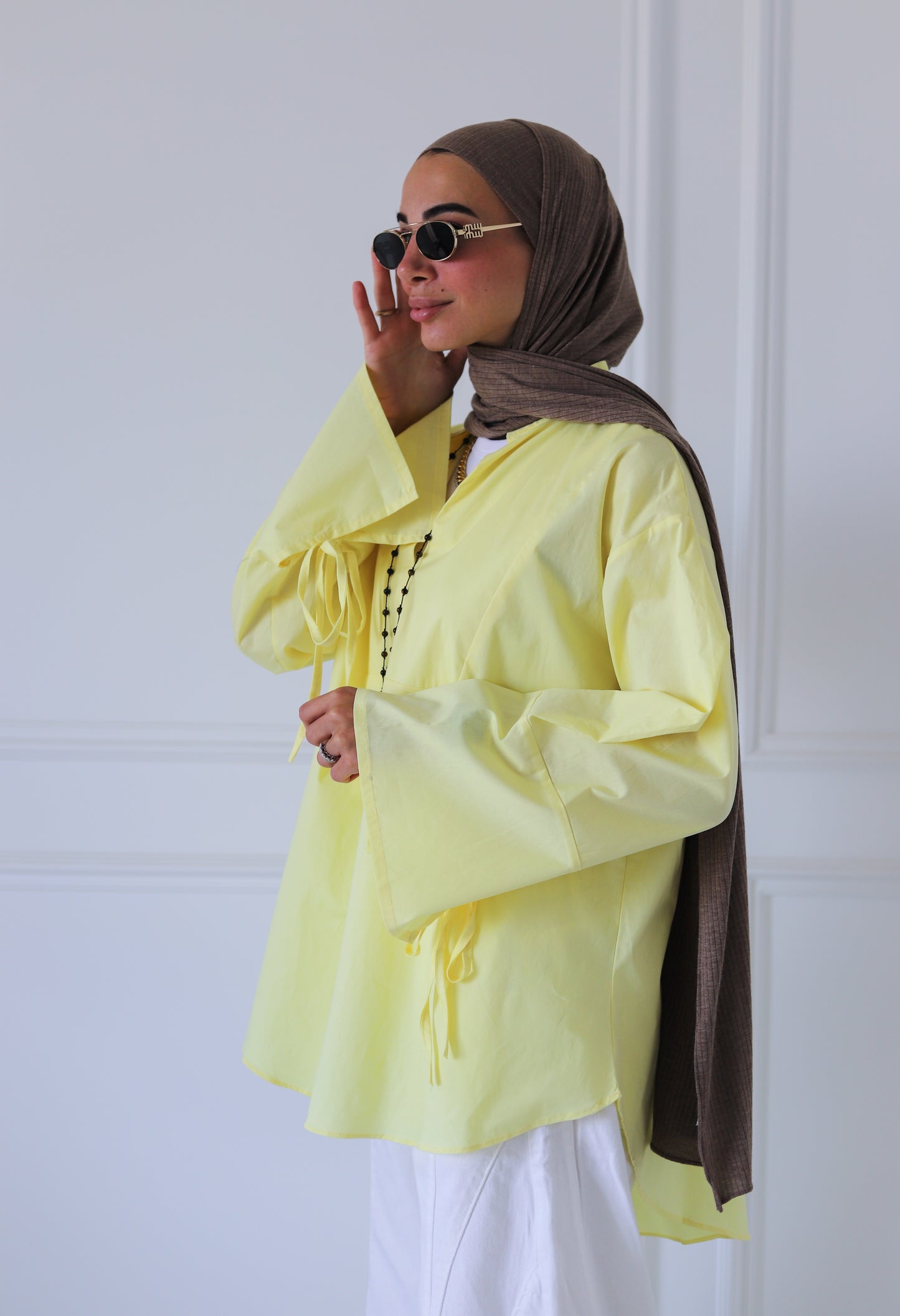 Ribbon Sleeves Shirt — Butter Yellow