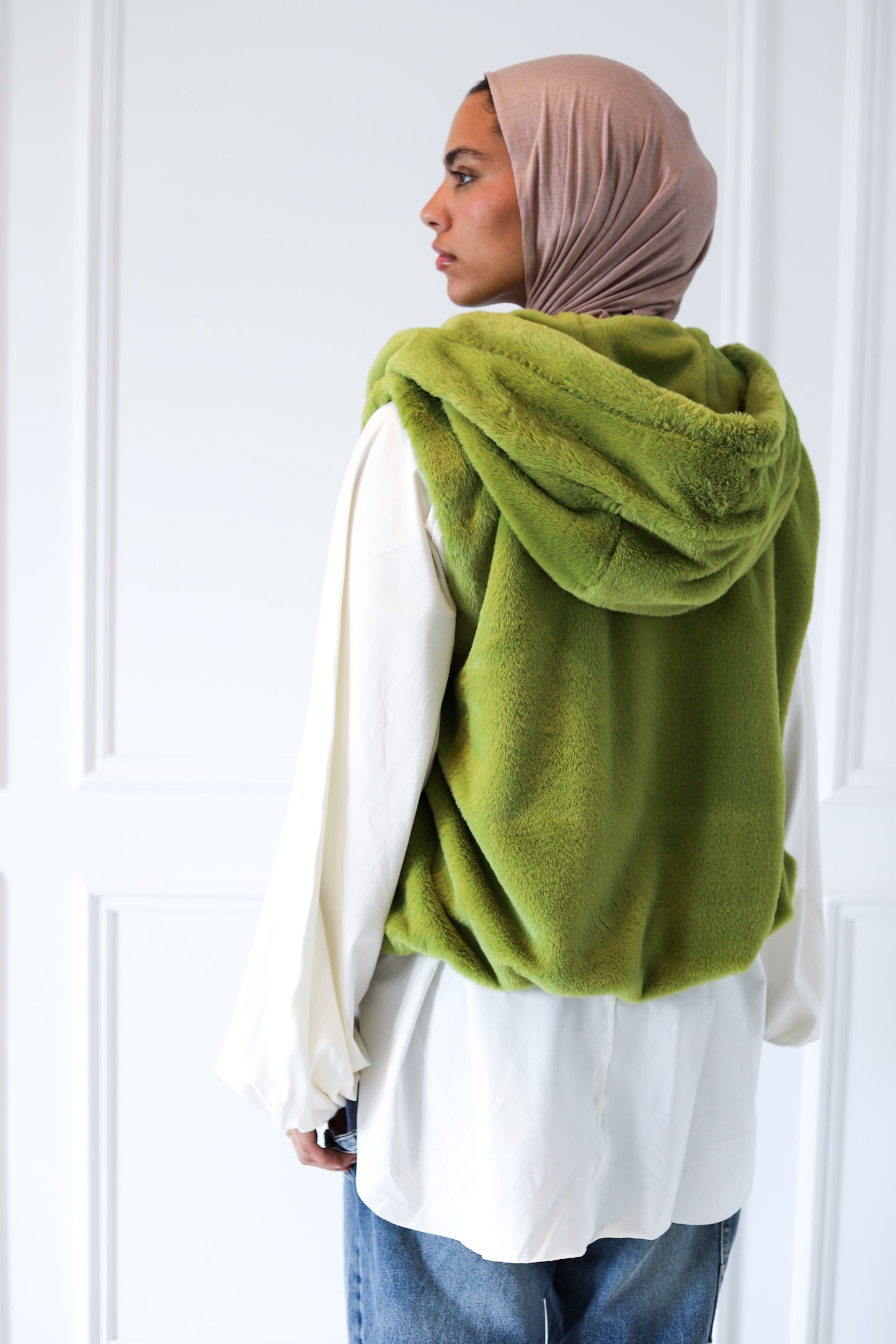 Teddy Fur Vest — Lime