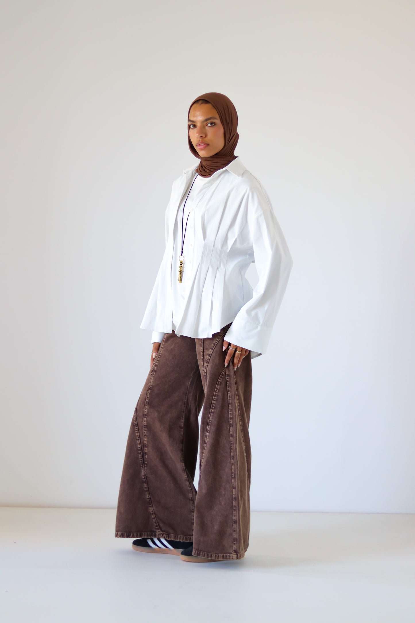 Pleated Round Shirt — Offwhite