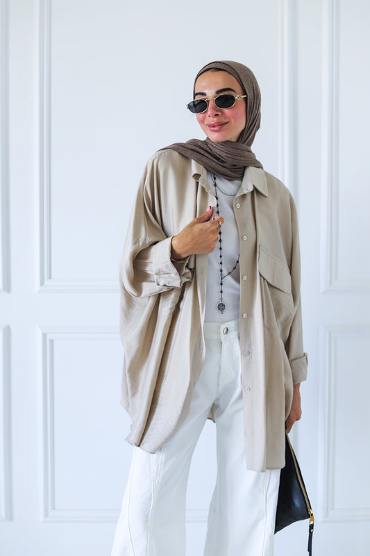 Street-style Shirt — Beige