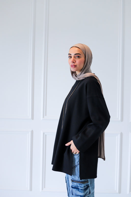 Basic Slits Top — Black