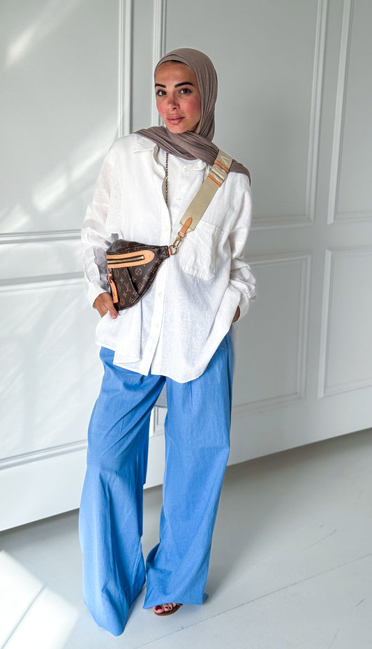 Effortless Linen Pants — Baby Blue