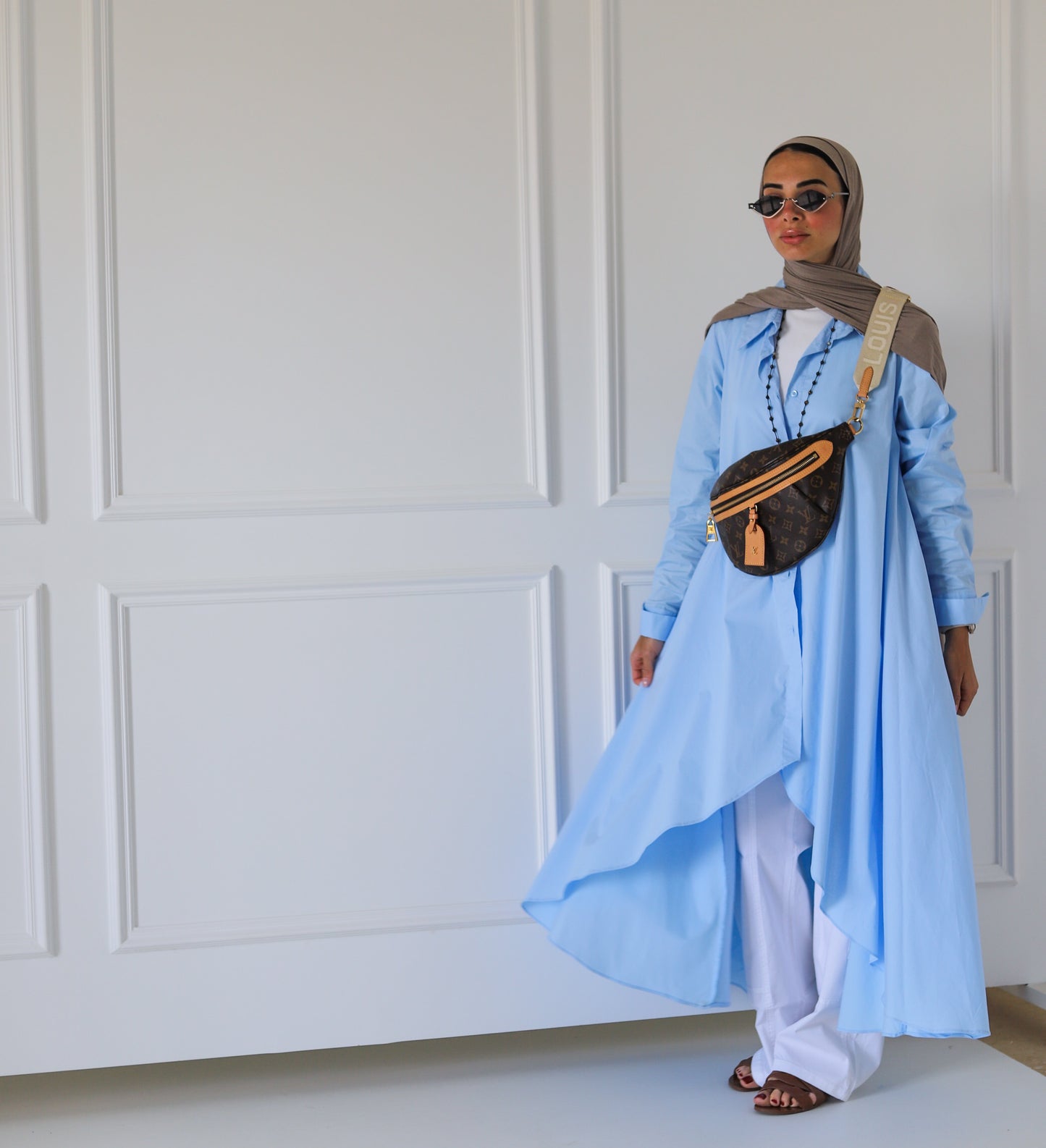 Flowy Long Shirt — Baby Blue