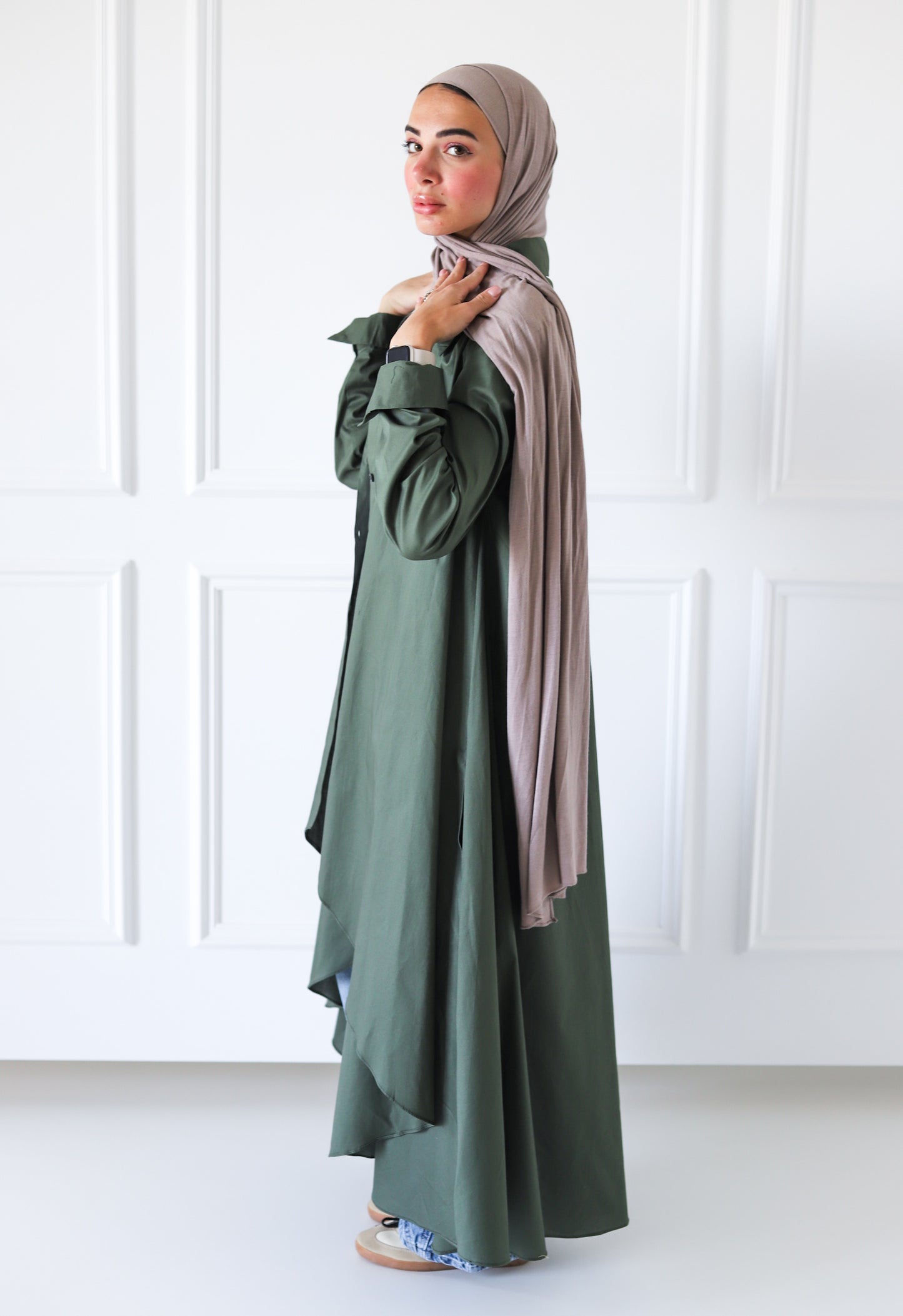 Flowy Long Shirt — Olive