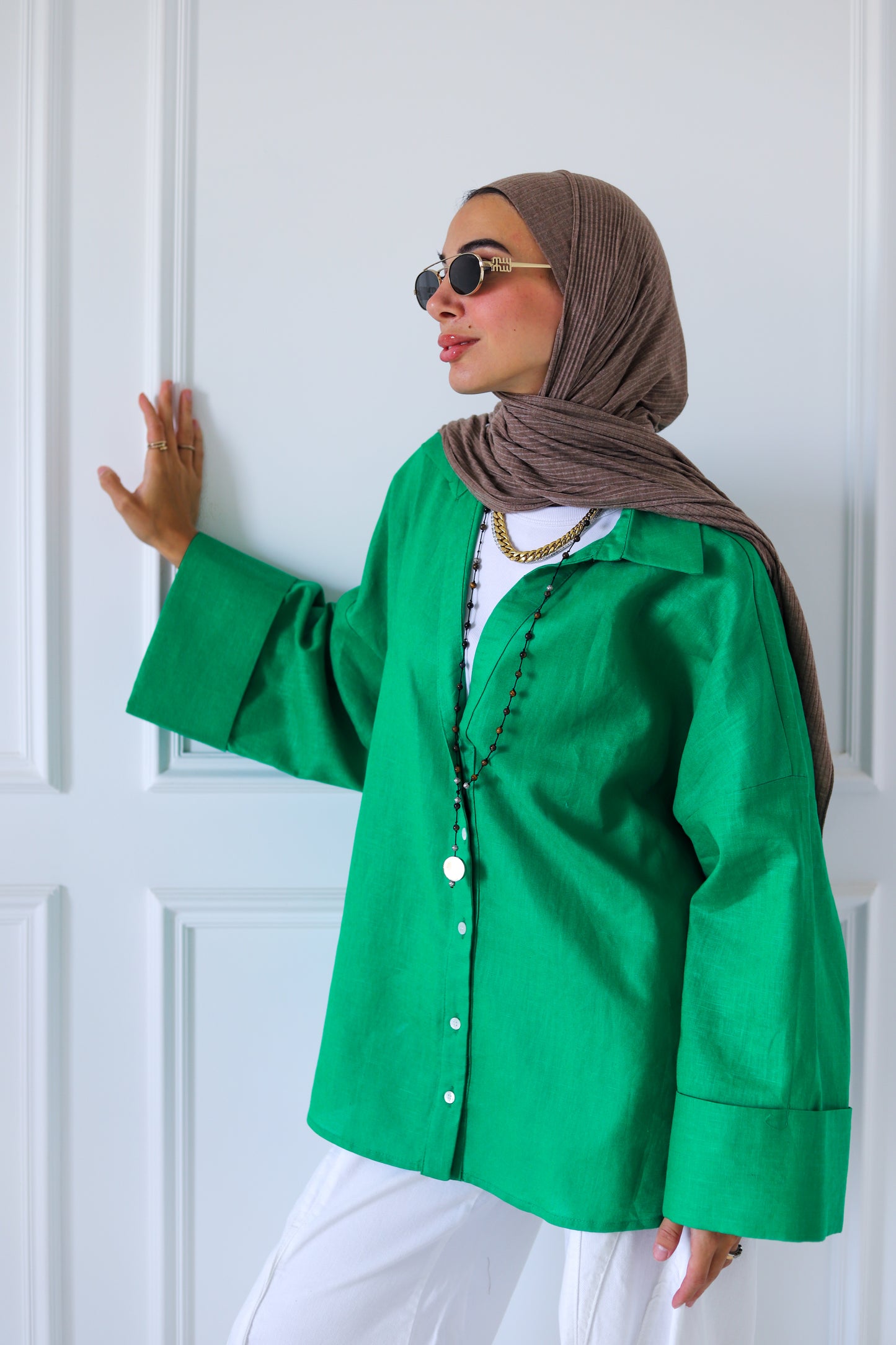 Luna Linen Shirt — Green