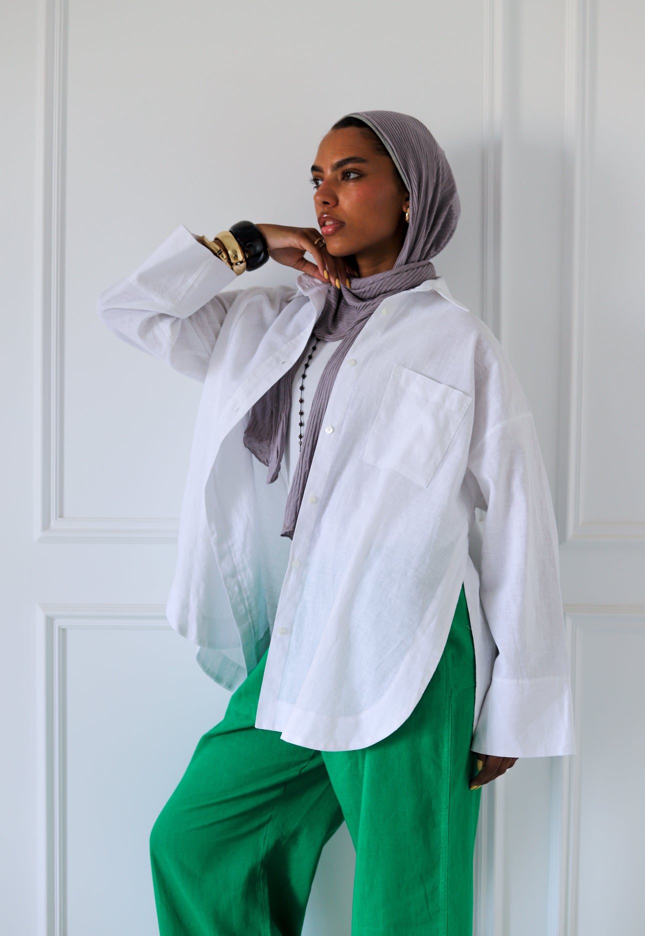 Big Slits Linen Shirt — White