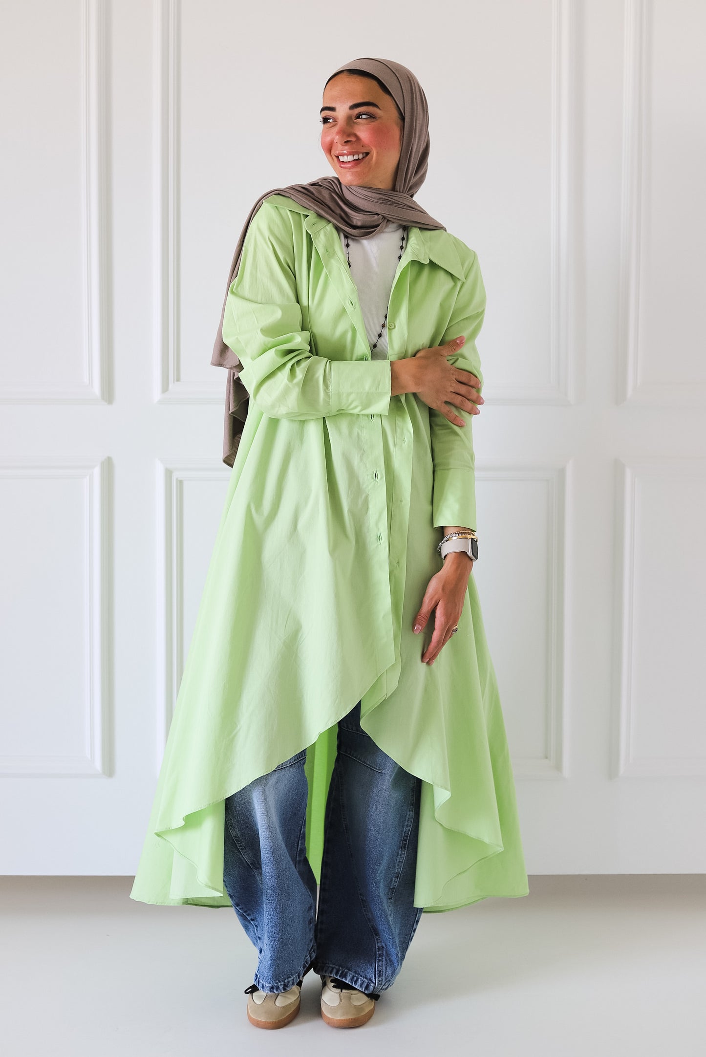 Flowy Long Shirt — Mint Green