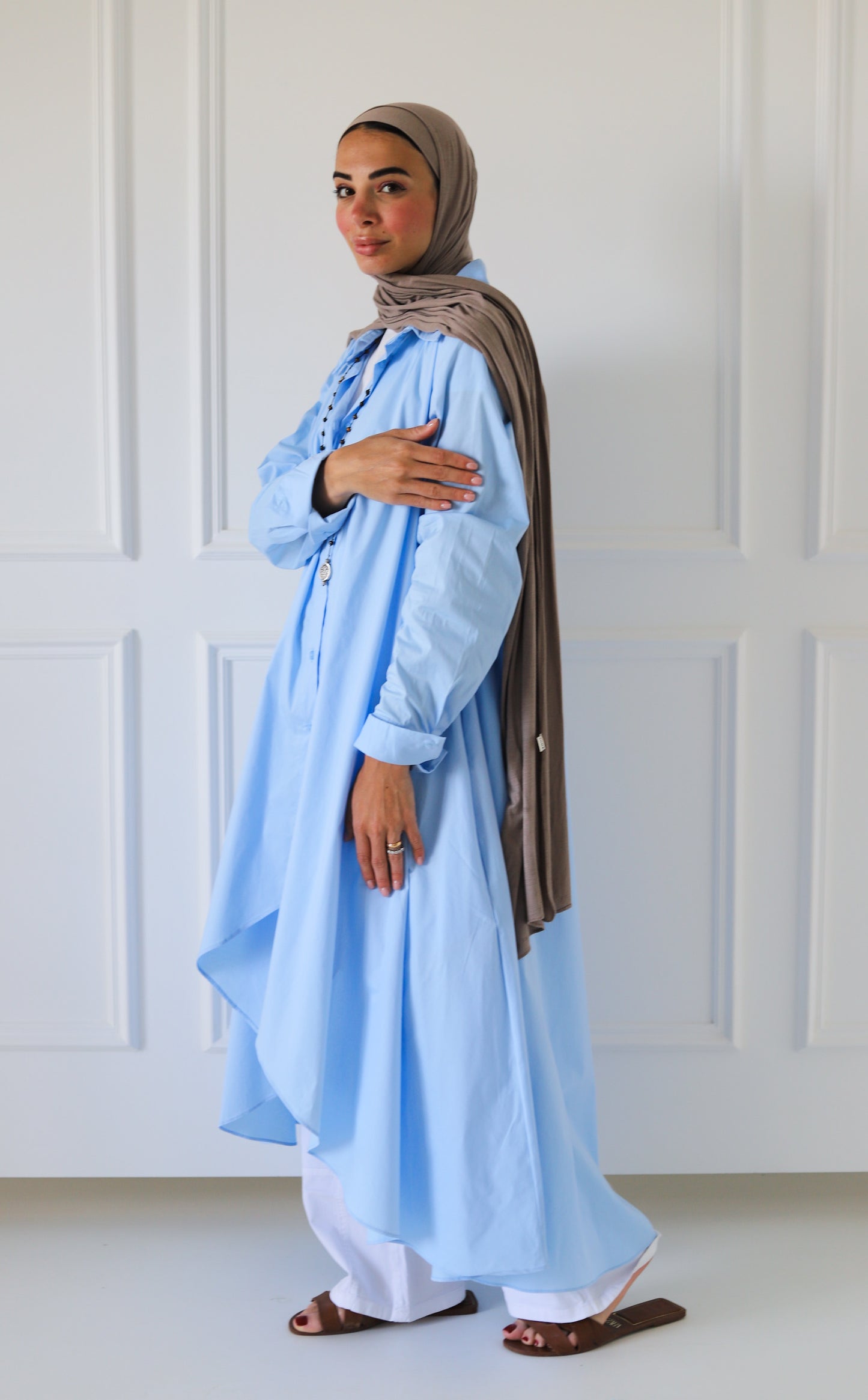 Flowy Long Shirt — Baby Blue