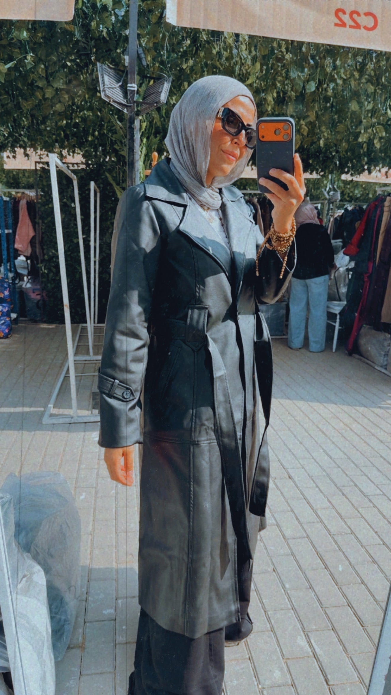 Faux Leather Coat — Black