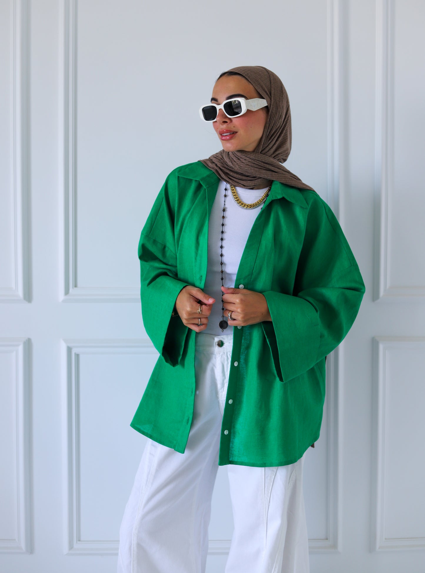 Luna Linen Shirt — Green