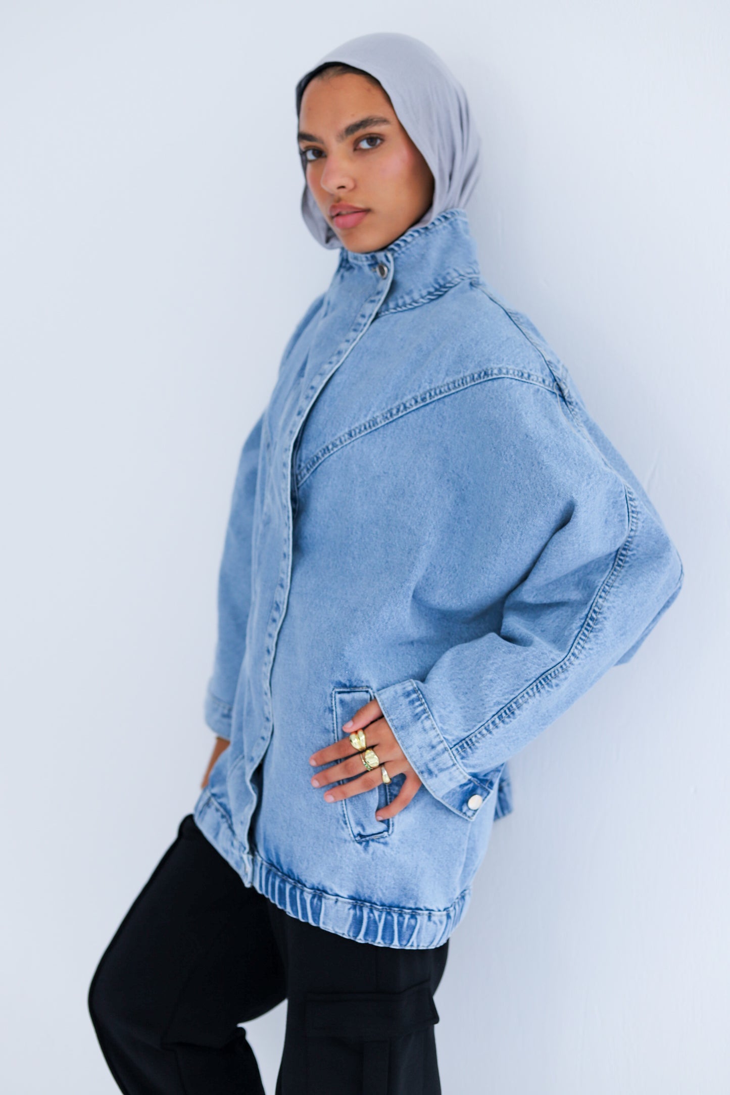 Huggie Denim Jacket — Blue