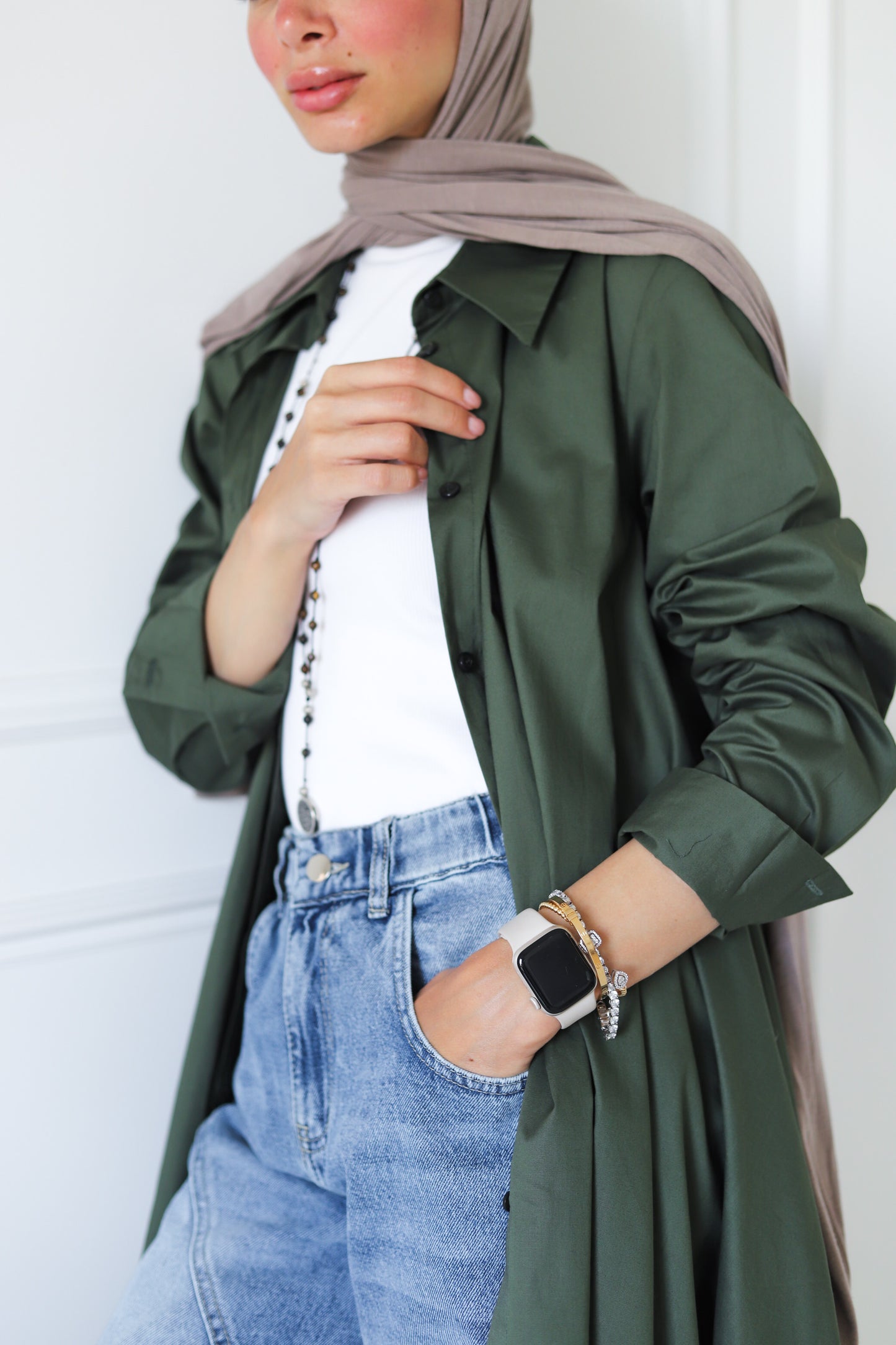 Flowy Long Shirt — Olive