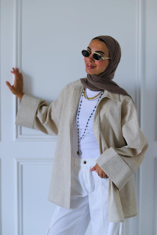 Luna Linen Shirt — Beige