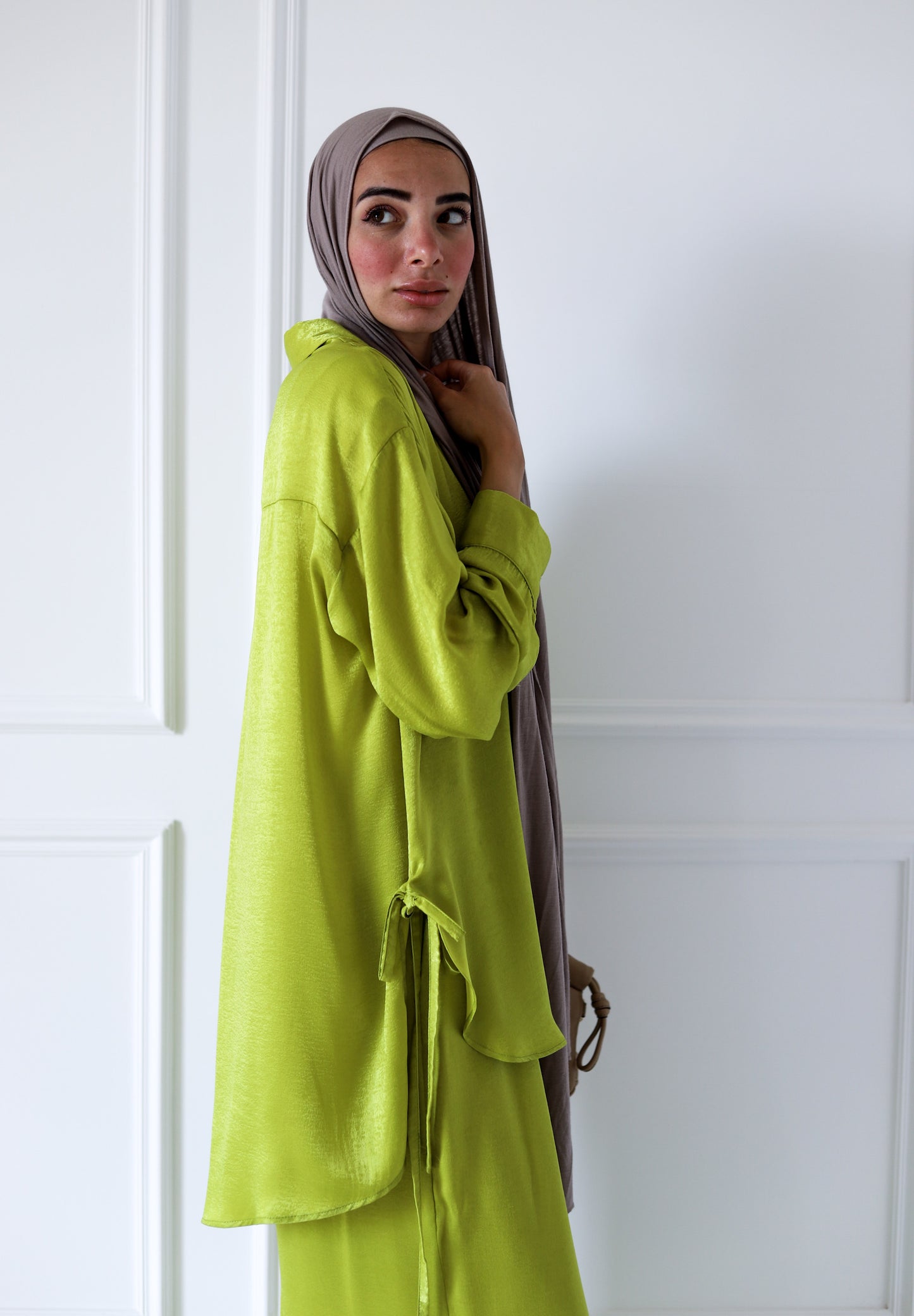 Tassel Satin Set — Lime Green